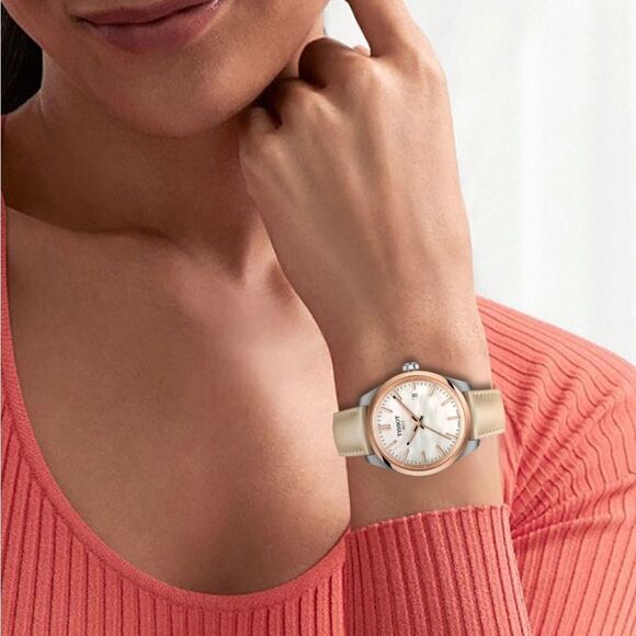 NWT Tissot PR 100 34MM Watch with Cream Strap and White MOP Dial main image 9